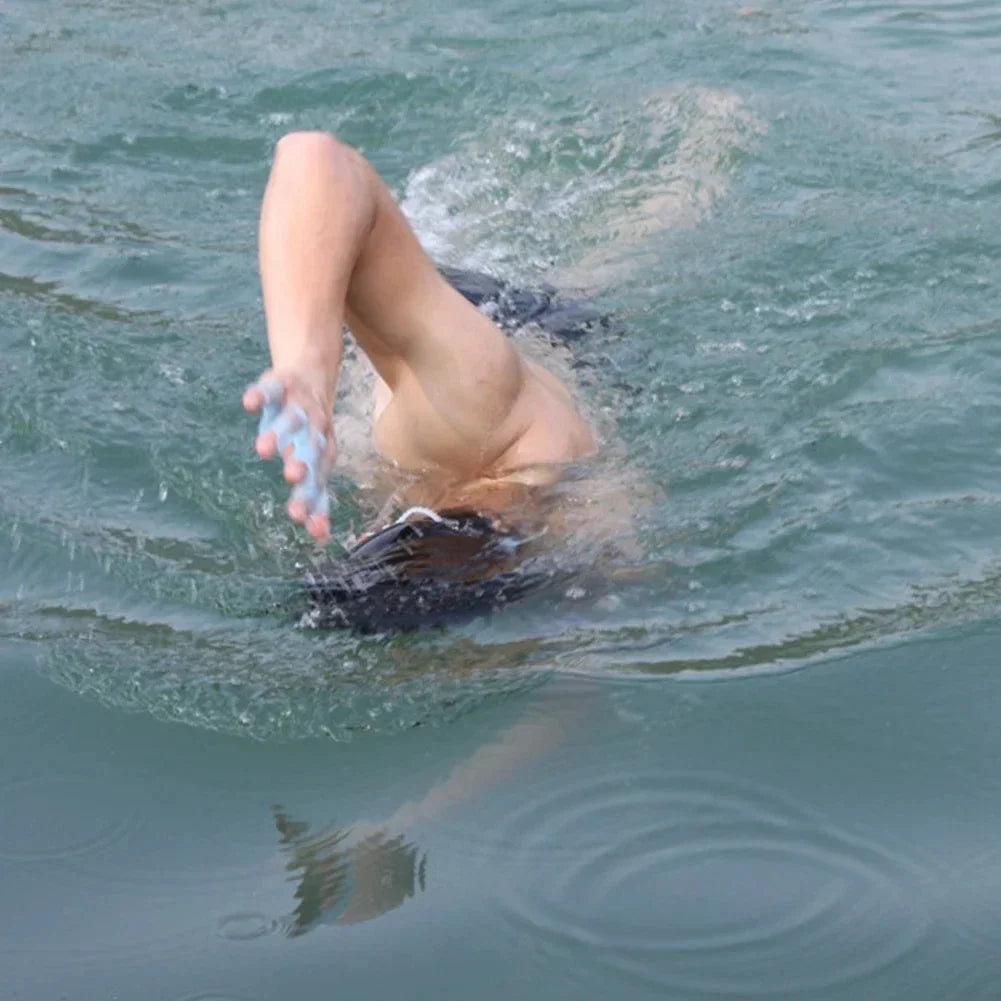 1 Pair Frog Style Silicone Hand Swim Fins Flippers Unisex Finger Webbed Gloves Paddle Water Sports Swimming Training Equipment