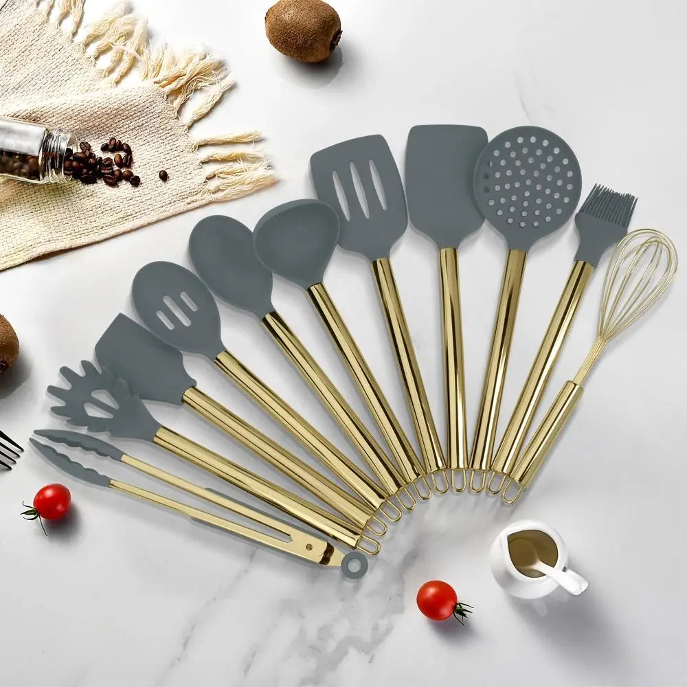 35-piece silicone household stirring spatula hoe, soup spoon with storage bucket non-stick pan kitchen accessories cooking tools