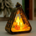 Christmas LED Triangle Lantern Santa Claus Snowman Festival Lamp Indoor Table Ornaments Party Scene Props Home Decorations Gifts