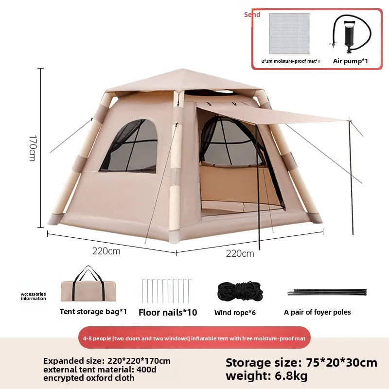 Large Camping Outdoor Air Tent for 4-5 People Air Shelter Dome Tent Family Hiking Inflatable One-touch Tent
