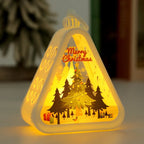 Christmas LED Triangle Lantern Santa Claus Snowman Festival Lamp Indoor Table Ornaments Party Scene Props Home Decorations Gifts