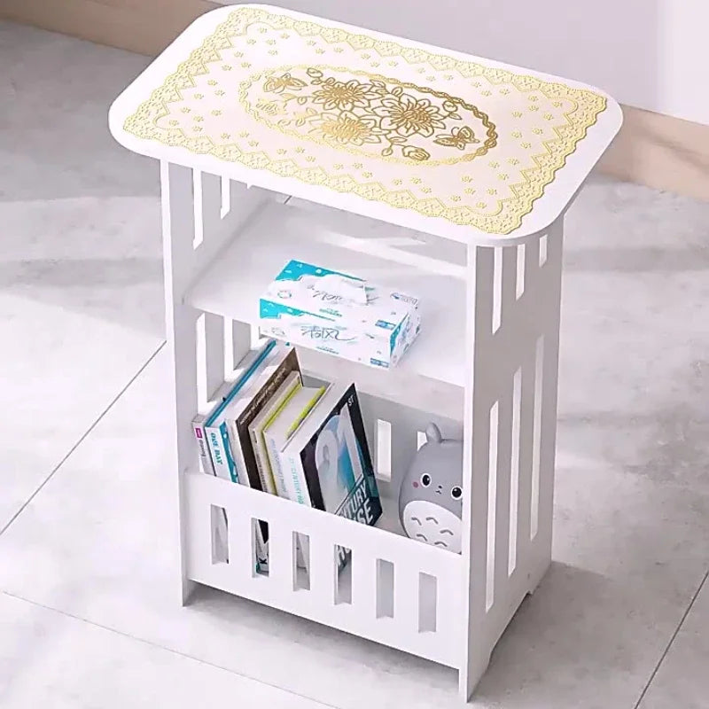 Modern Nordic Storage Side Table Small Coffee Table Bedside Cabinet Mini End Table Nightstand for Living Room Bedroom Furniture