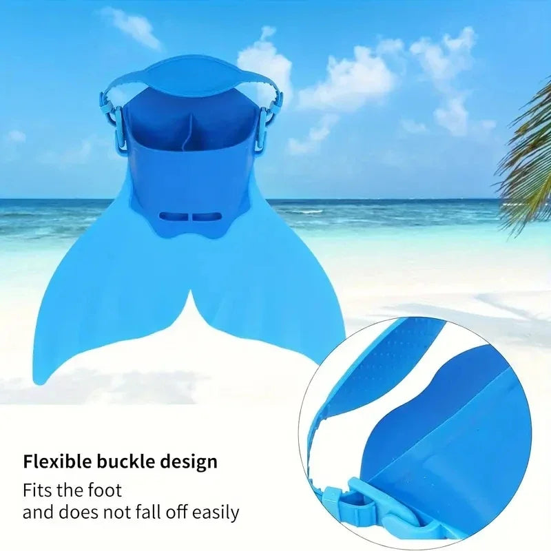 Adjustable Mermaid Tail Monofin Diving Kids Swimming Flip Training One Piece Fins Whale Tail Teenagers Water Sports Equipment