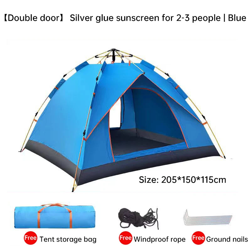 2-4 Person Camping Tent Fully Automatic Quick Opening Tent Outdoor Folding Tent Rain Proof Sun Proof Portable Home Tent