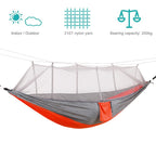 Portable Hiking Hammock with Mosquito Net Nylon Swing Hanging Bed Lightweight Outdoor Garden Bed for Camping