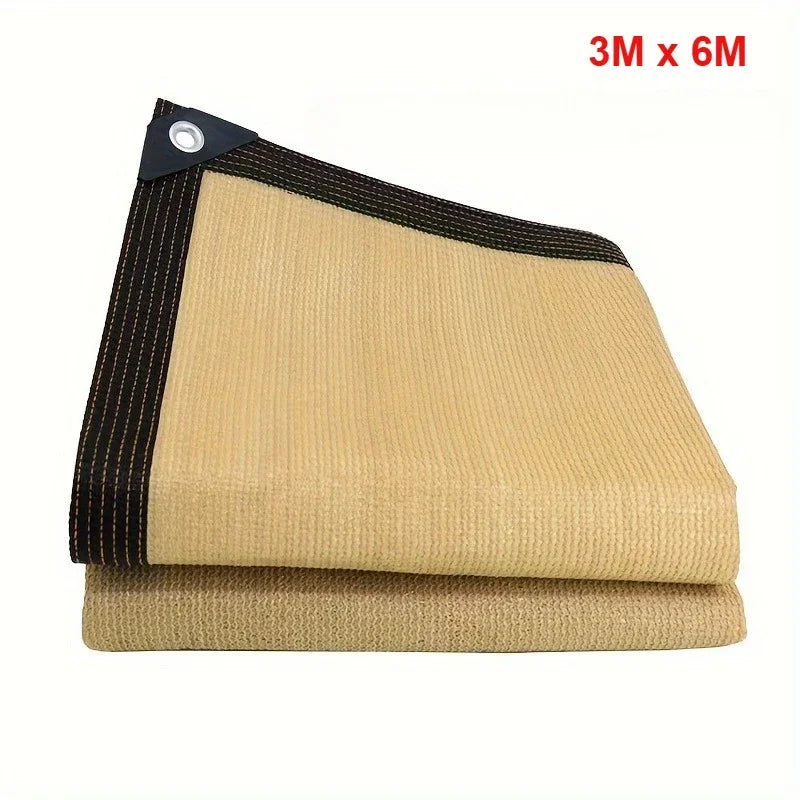 Thick Heavy-Duty PE Garden Sun Shade Net, Beige - Large Square UV Block, Sunshade Sail for Outdoor Patio and Yard Protection