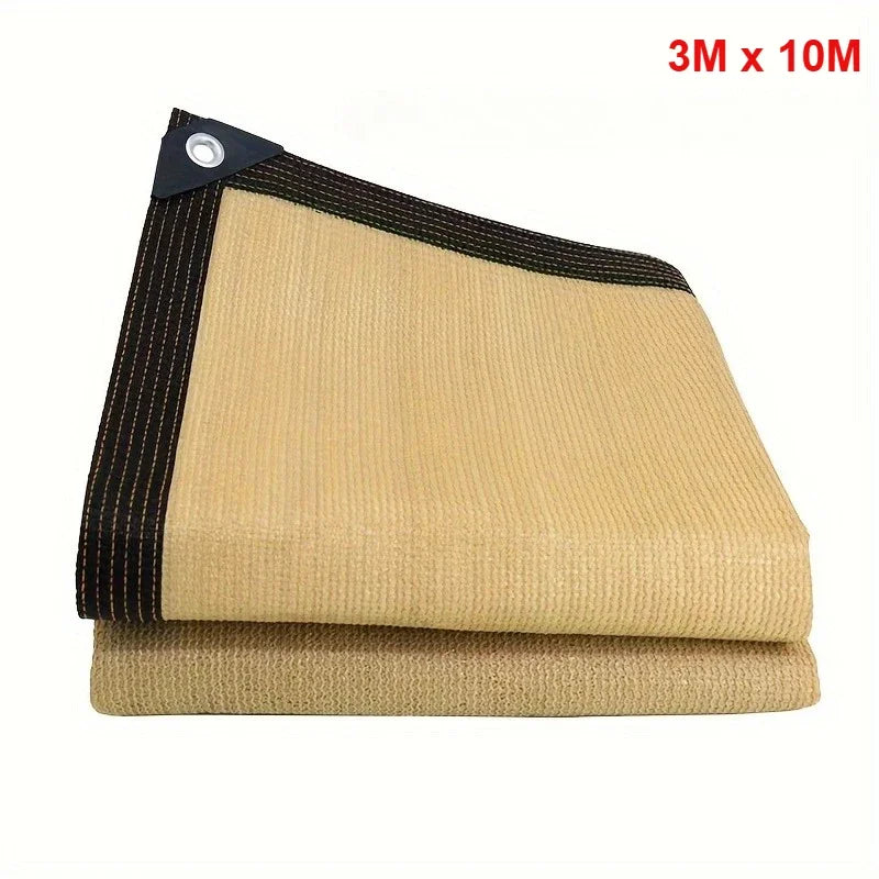 Thick Heavy-Duty PE Garden Sun Shade Net, Beige - Large Square UV Block, Sunshade Sail for Outdoor Patio and Yard Protection