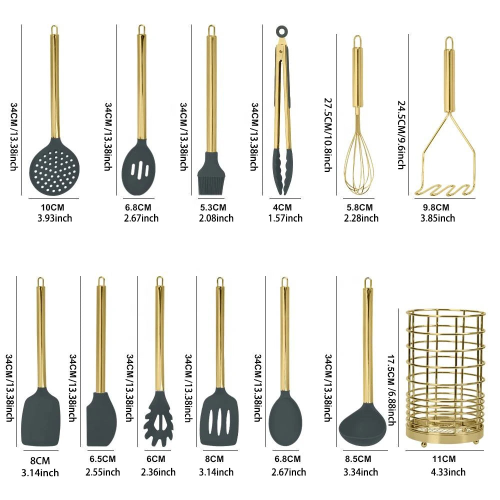 35-piece silicone household stirring spatula hoe, soup spoon with storage bucket non-stick pan kitchen accessories cooking tools