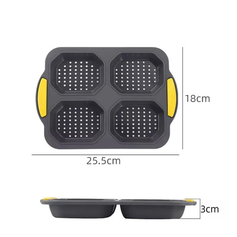 Baking Mould Restaurant  Hamburger Bun Silicone Mold Foldable Reusable Bread Pan Heat Resistance DIY Kitchen Tool Accessories