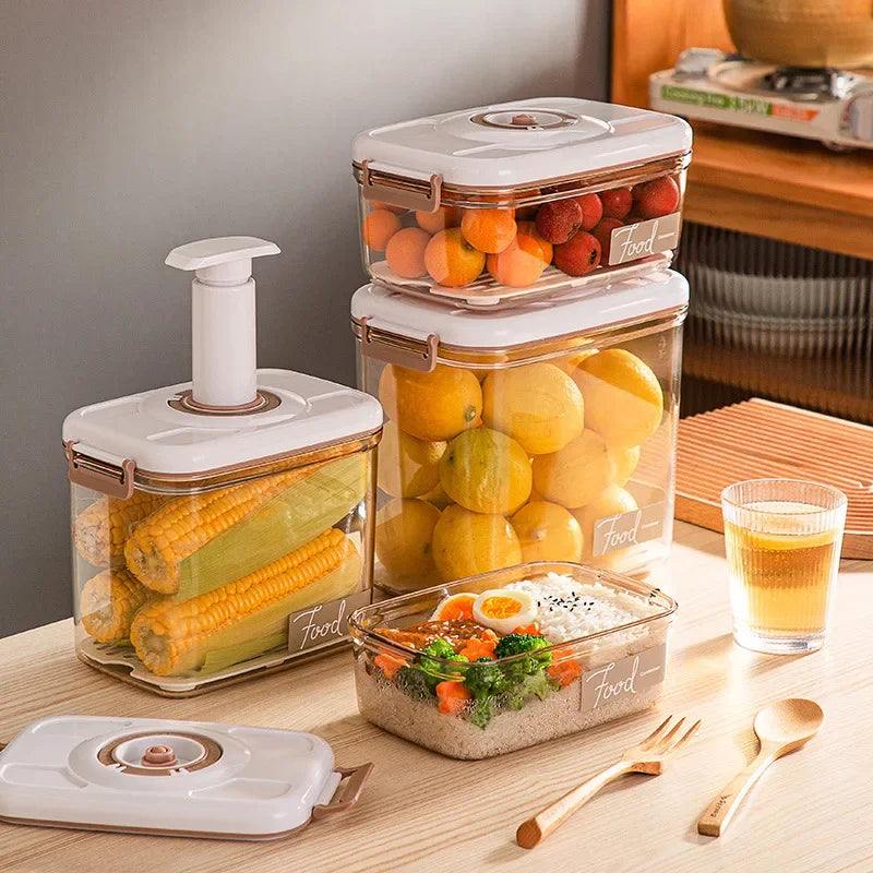 Vacuum storage box sealed grain tank household fresh-keeping box refrigerator drainable food storage container Kitchen Organizer