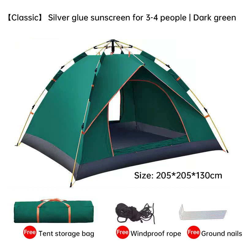 2-4 Person Camping Tent Fully Automatic Quick Opening Tent Outdoor Folding Tent Rain Proof Sun Proof Portable Home Tent