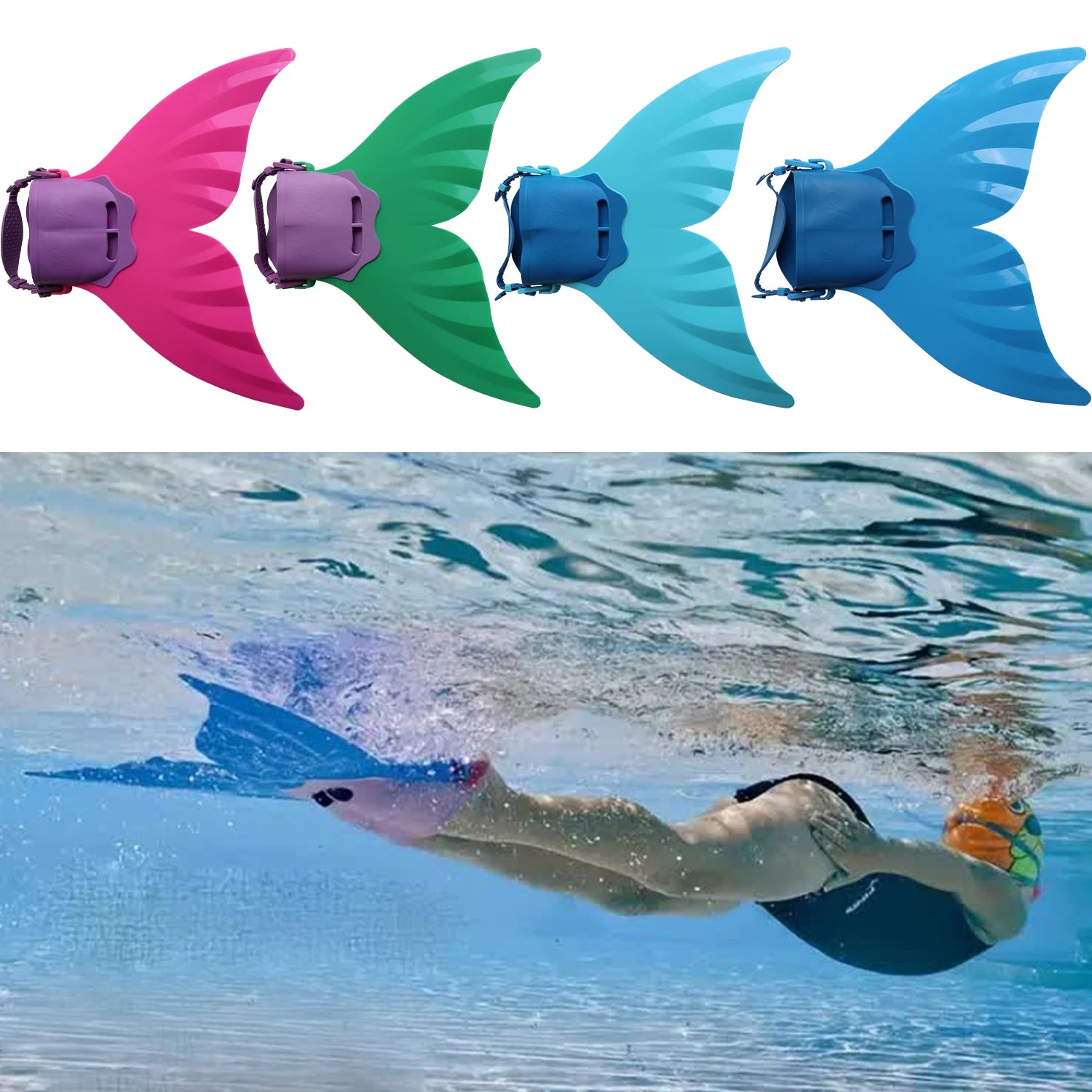 Adjustable Mermaid Tail Monofin Diving Kids Swimming Flip Training One Piece Fins Whale Tail Teenagers Water Sports Equipment