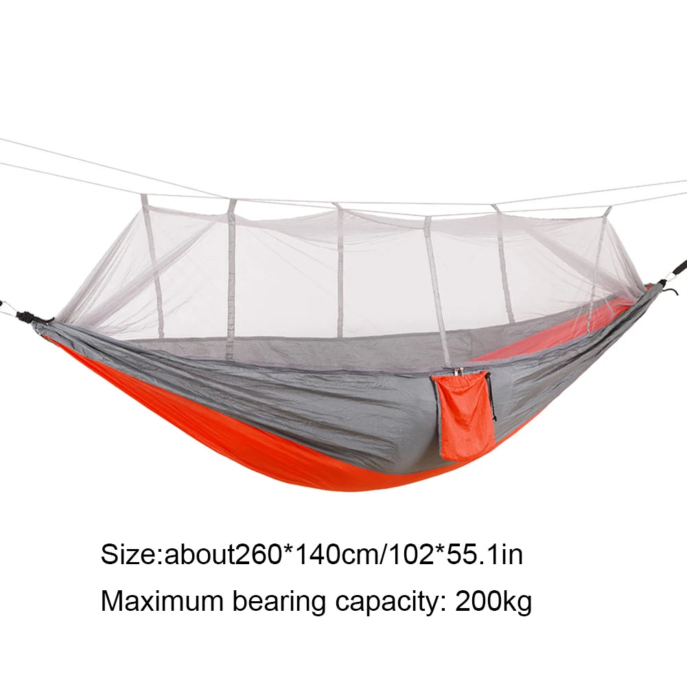 Portable Hiking Hammock with Mosquito Net Nylon Swing Hanging Bed Lightweight Outdoor Garden Bed for Camping