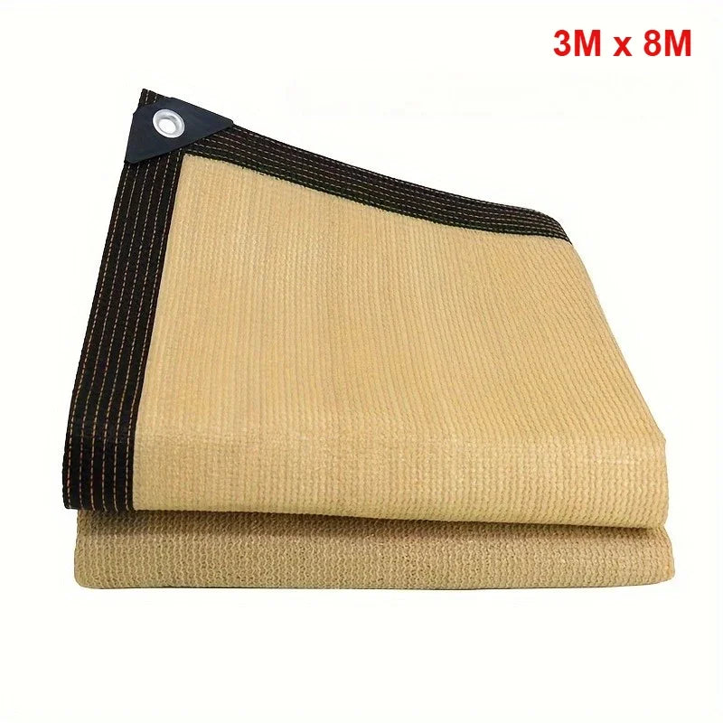 Thick Heavy-Duty PE Garden Sun Shade Net, Beige - Large Square UV Block, Sunshade Sail for Outdoor Patio and Yard Protection