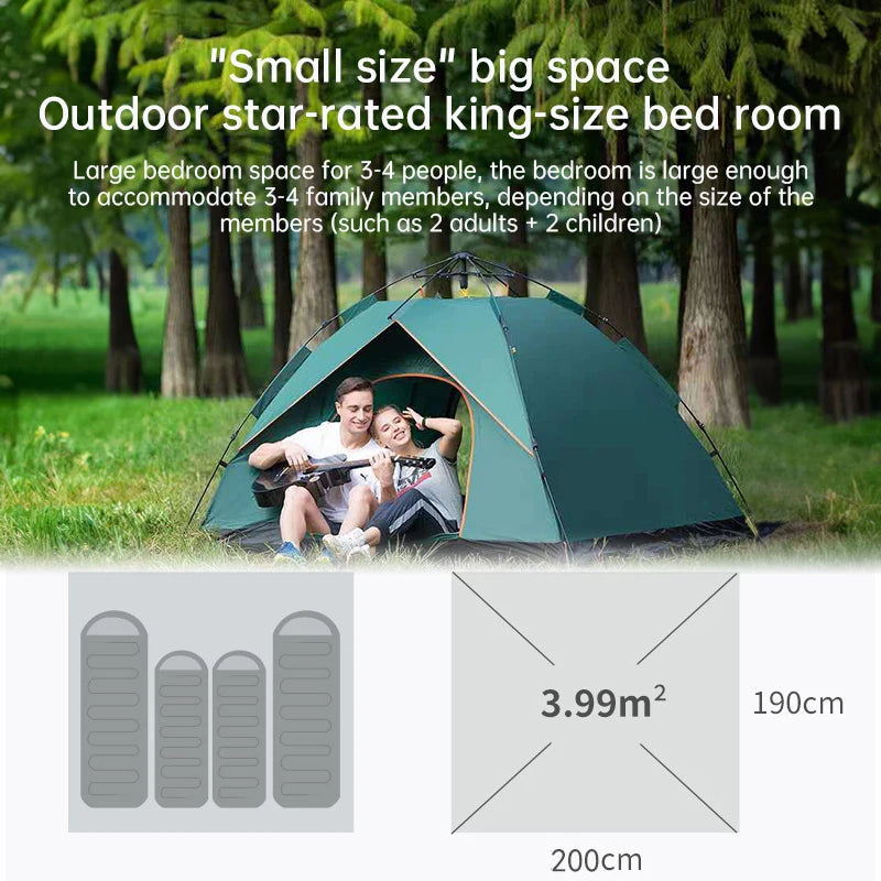 2-4 Person Camping Tent Fully Automatic Quick Opening Tent Outdoor Folding Tent Rain Proof Sun Proof Portable Home Tent