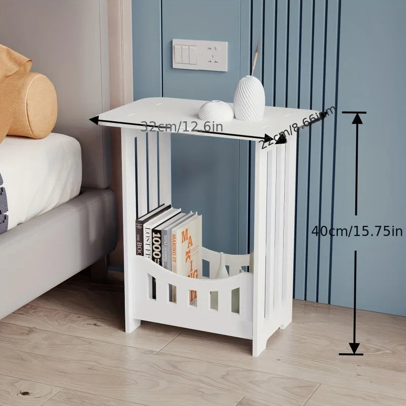 Modern Nordic Storage Side Table Small Coffee Table Bedside Cabinet Mini End Table Nightstand for Living Room Bedroom Furniture