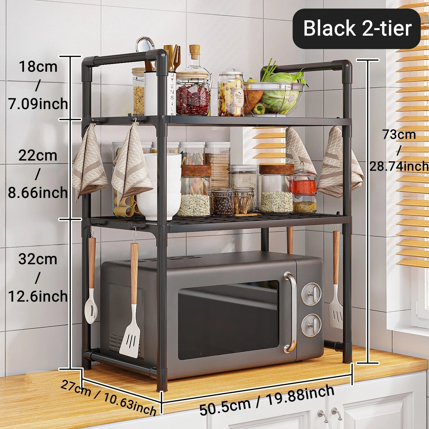 1pc Microwave Oven Storage Rack, Space-saving Countertop Kitchen Utensils Tableware Organizer, Kitchen Accessories Plastic Shelf