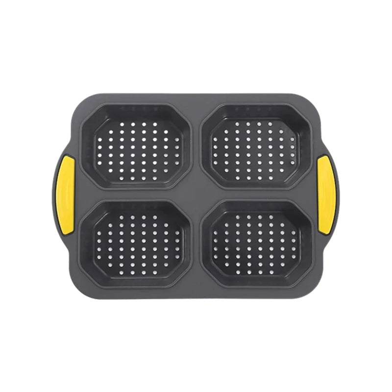 Baking Mould Restaurant  Hamburger Bun Silicone Mold Foldable Reusable Bread Pan Heat Resistance DIY Kitchen Tool Accessories