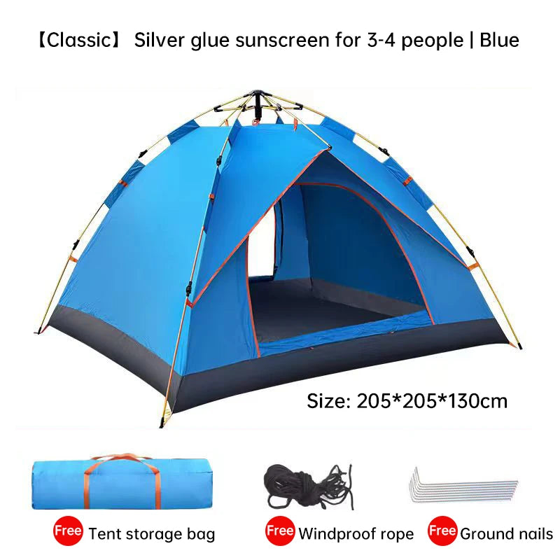 2-4 Person Camping Tent Fully Automatic Quick Opening Tent Outdoor Folding Tent Rain Proof Sun Proof Portable Home Tent