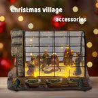 Animated Christmas Nativity Figurines Scene LED Lights Village Greenhouse Resin Manger for Indoor Home Fireplace Holiday Decor