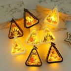 Christmas LED Triangle Lantern Santa Claus Snowman Festival Lamp Indoor Table Ornaments Party Scene Props Home Decorations Gifts