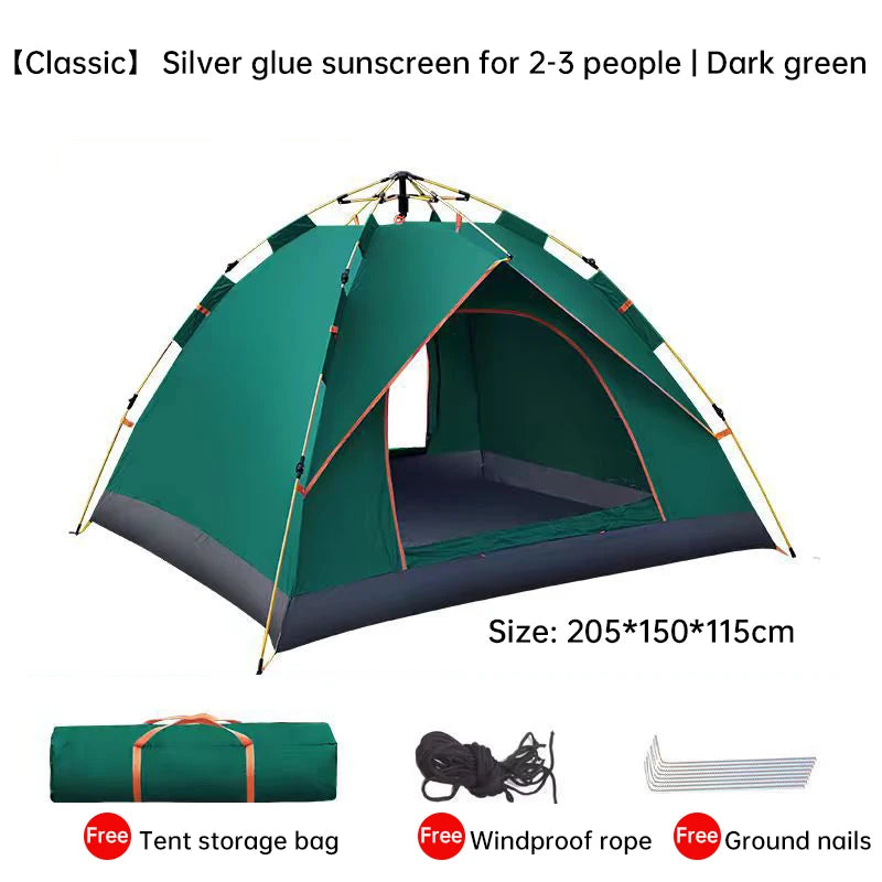 2-4 Person Camping Tent Fully Automatic Quick Opening Tent Outdoor Folding Tent Rain Proof Sun Proof Portable Home Tent