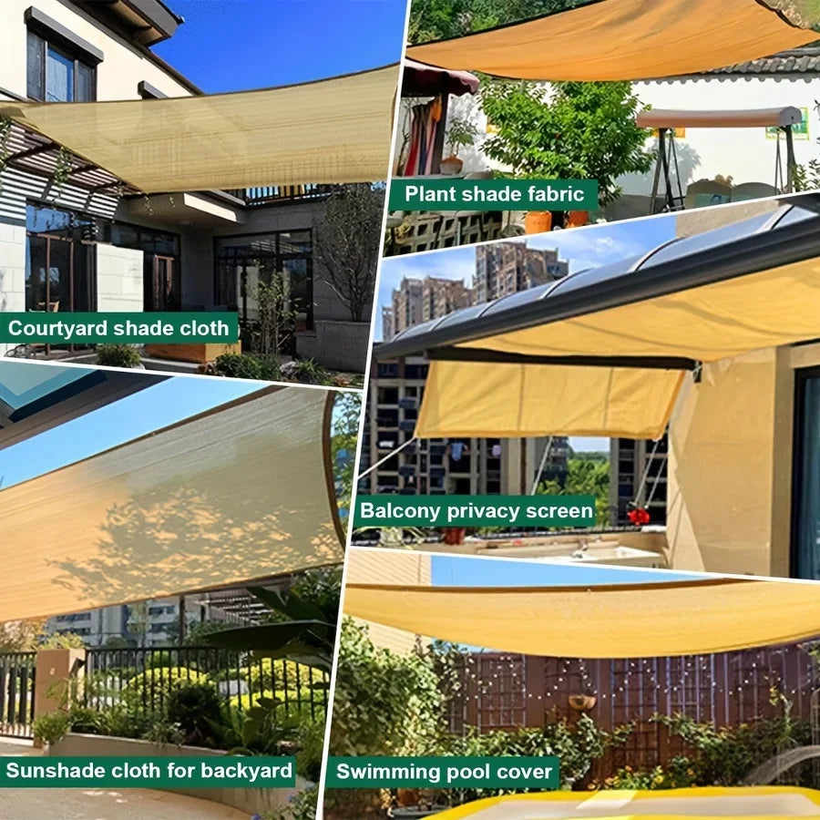 Thick Heavy-Duty PE Garden Sun Shade Net, Beige - Large Square UV Block, Sunshade Sail for Outdoor Patio and Yard Protection