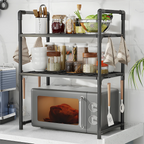 1pc Microwave Oven Storage Rack, Space-saving Countertop Kitchen Utensils Tableware Organizer, Kitchen Accessories Plastic Shelf