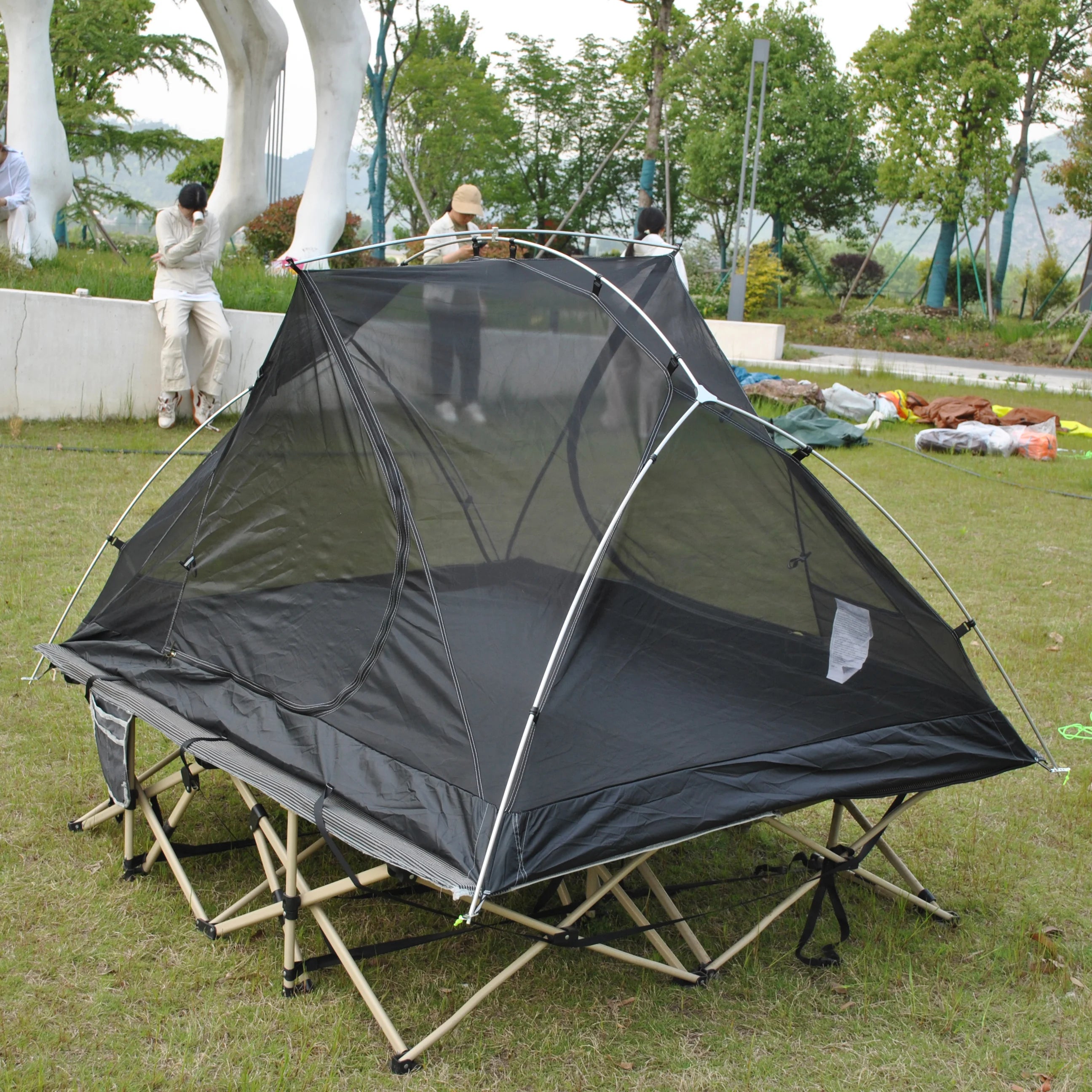 Tent Cot Folding Off the Ground Waterproof Camping Sleeping Bed with Rain Cover Not Included the Bed
