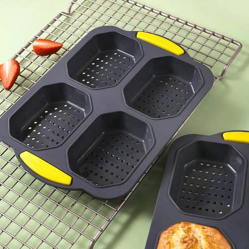 Baking Mould Restaurant  Hamburger Bun Silicone Mold Foldable Reusable Bread Pan Heat Resistance DIY Kitchen Tool Accessories
